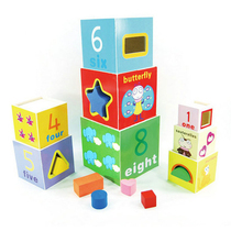 Early teaching children toy intelligence box package wood pack digital pairing multihedral stacking box baby set tower