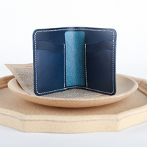 Hidden Mountain-Head layer Cow Leather Mist Wax Leather Retro Wallet Ka Bag Zero Wallet Ultra Slim MEN AND WOMEN Pure Artisanal customization