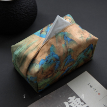 Thousands of miles of rivers and mountains Chinese style tissue box cloth art paper box tea room household Zen retro painting medium tissue cloth bag