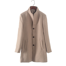 Home series Autumn and winter clothing counter withdrawal cabinet mens beige stand-up collar temperament medium-long business coat 24081