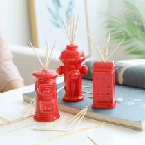 Personality creative fire hydrant ceramic simple toothpick box home cute toothbox hotel custom logo toothpick barrel