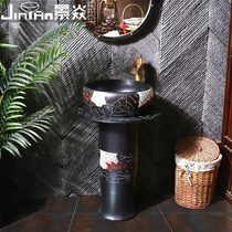 Retro Ceramic column basin column washbasin antique outdoor Villa floor-to-ceiling Basin Integrated Basin courtyard