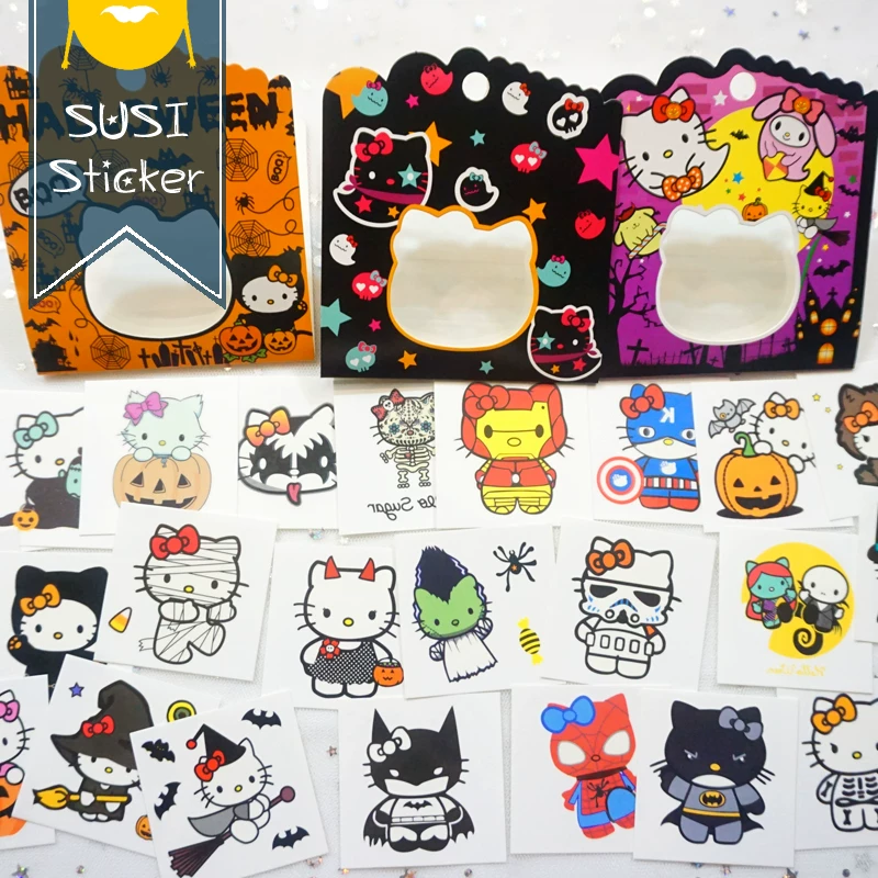Hello Kitty, hello kitty, водостойкая наклейка для детей, наклейки-татуировки, хэллоуин