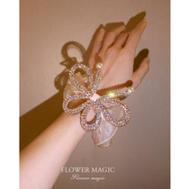 Sparkling rhinestone bow fugitive princess bridesmaid group wedding bracelet Crystal wrist flower hand flower
