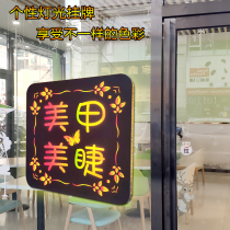 Nail shop business glass door hanging luminous signboard creative beauty salon decoration wall advertising listing