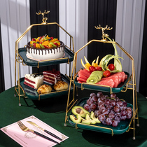 Dessert table display rack cake tray snack plate snack plate fruit plate living room household luxury tea table fruit plate