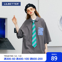 Lilbetter short-sleeved polo shirt mens fashion printing summer new five-point sleeve letters tide brand lapel half sleeve