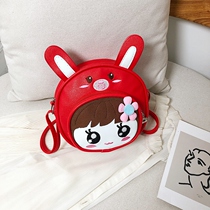 2022 new girls oblique satchel double shoulder cheese cute girl child small bag 100 lap princess small back foreskin zero wallet