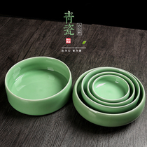 Green porcelain smoke cylinder large number ceramic creative ashtray Chinese multifunctional tea Xian pen washing peel containing flower pot