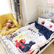 Class A net celebrity small cute four-piece set of plush cotton sheets pure cotton cartoon childrens baby bedding quilt cover