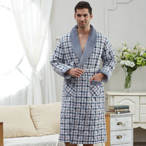Middle-aged and elderly mens dressing gowns mens winter thickened cotton cotton cotton mens bathrobe extended three-layer cotton robes mens cotton robes