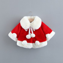 1-3 years old girl baby autumn and winter foreign cloak 2 little girl with sleeve cloak baby one year old cute fur coat