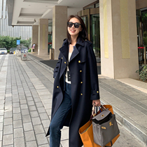 Old Mas Marius town shop ace trench coat craft_B home homologous factory Blue Gold buckle worsted wool coat