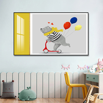 Cartoon bedroom decoration painting warm childrens room background wall mural modern simple kindergarten wall Crystal porcelain hanging painting