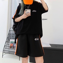 China Li Ning Suit Women Collision Color Summer Couples Sports Training Suit Mens Breathable Shorts T-shirt Speed Dry Two Sets