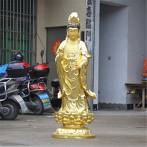 Temple buddha statue Buddhist supplies Resin Buddha statue FRP gilt 1 meter 6 station Guanyin Bodhisattva Golden Guanyin