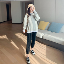 Pregnant woman autumn fake two-piece cartoon clothes 2021 Spring and Autumn New loose cotton long sleeve coat plus size coat