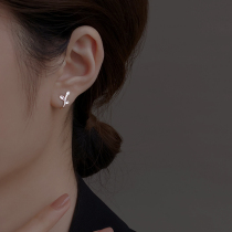 Silver Olympic 925 sterling silver leaf ear clip female earless 2021 New Tide ins face small earrings autumn and winter earrings