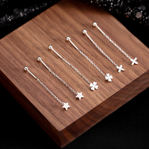 925 Pure Silver Stars Four Leafs Straw Long earline female summer 2021 New chain screw nail streaming suearrings