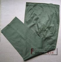 Old style yellow polyester card pants old Army green hood pants wear up and enlarged gaFat work pants loose large waist large crotch