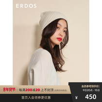ERDOS 21 autumn and winter New fluff blend wool ball decoration draw female knitted hat warm simple wool hat