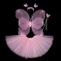 Little girl back ornaments Angel butterfly wings childrens toy magic wand wonderful fairy performance costume props