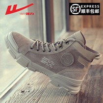  Pull back high-top Martin boots mens middle-top British style thick-soled canvas 2021 new spring and autumn thin tooling shoes