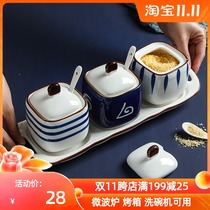 Japanese seasoning can ceramic set kitchen household seasoning jar combination seasoning bottle sugar oil and salt jar