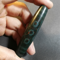 (Special offer) Cinnabar burst blue skin five-eyed elephant male agate dzi length 73 width 16 mm pendant original ore Tsosi