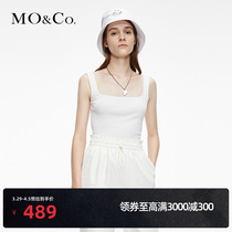 Yang power the same model MOCO Spring up-close retro square collar short knitted vest female Moanke