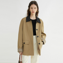 Fan Loo 2022 Spring new tooling profile Flap Splicing Single Row Buttoned Wind Suit Casual Jacket Woman Little