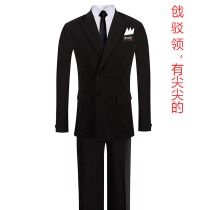 National standard dance waltz modern dance suit imported elastic double-breasted flat barge tie competition uniform performance dress