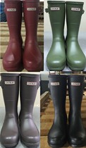 Trendy European and American Wind Lady Rubber Rain Shoes High School Cylinder 4 Color Entrance Blemishes Random Hair Thin Black Red Green Curry