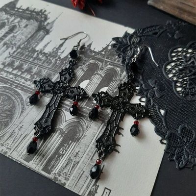 taobao agent 【Buried forest】Vampire Cross Gotho Tower Dark Halloween earrings