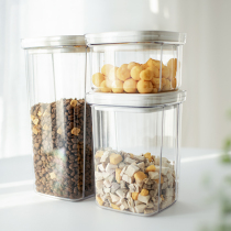 Silver cat and white cat grain bucket sealed tank pet food storage freeze-dried moisture-proof vacuum storage box sub-pack