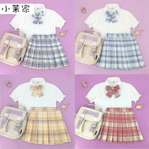 Girls Summer Suit Genuine jk uniform Childrens performance suit 10-year-old primary school student pleated lattice skirt Summer college style