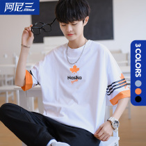 Youth summer 2021 new short-sleeved t-shirt mens ice sense handsome mens junior high school high school students big children summer clothes