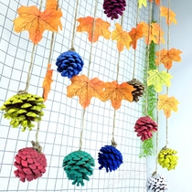 Kindergarten classroom creative Maple Leaf string pine cone hanging curtain autumn background diy ring creative cultural decoration materials
