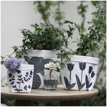 WOOKEN thickened environmental protection paper bag cant tear water hand-washing painted flower bag niche original flower bucket storage storage decoration