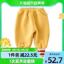 Ybetong Baby Pants Plus Suede Outer Wearing Boy Autumn Winter High Waist Autumn Clothing Baby Boy Clothing Children Large Pp Pants Autumn