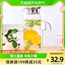 Minino Cold Water Pot Large Capacity High Boron Silicon Glass Home High Temperature Resistant Cool White Open Water Explosion Protection Cool Water Pot Suit