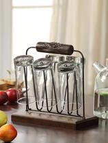 Chinese wooden American European creative shelf kitchen upside down drain rack living room cup holder jewelry storage rack