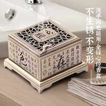 Antique heart Sutra incense burner Zen plate Incense box Buddha Agarwood stove Household room Tea Ceremony Alloy Sandalwood stove Incense stove