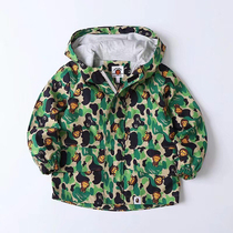 MIJELLO 21 new camouflage shark windbreaker coat full print green medium child coat windbreaker