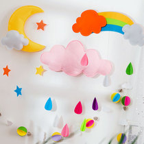 Childrens room decoration Clouds and raindrops pendant Kindergarten childrens clothing store Baby birthday decoration pendant Fabric pendant