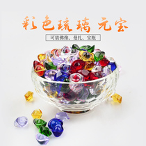 Colored glass yuanbao Buddha supplies Tibetan style Containing Tibetan style seven gems small silver dollar treasure for Manza 250g