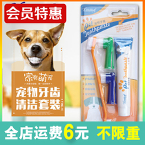 Pet Toothpaste Beef Flavor 4 Piece Dog Oral Cleaning Products Dental Care Tools Dog Toothbrush Set