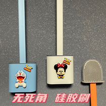 Creative wall-mounted toilet brush no dead corner washing toilet silicone brush artifact hanging wall toilet household cleaning
