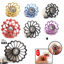 Mountain bike bicycle rear dial guide wheel 11T15T aluminum alloy ceramic shaft core Black fuchsia silicon nitride run