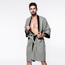 Plus Fertilizer Increase Sleeping Robe Men Extra-large Code Pure Cotton Home Spring Autumn Winter Personality Tide Suction Speed Dry long Bath Robe Men